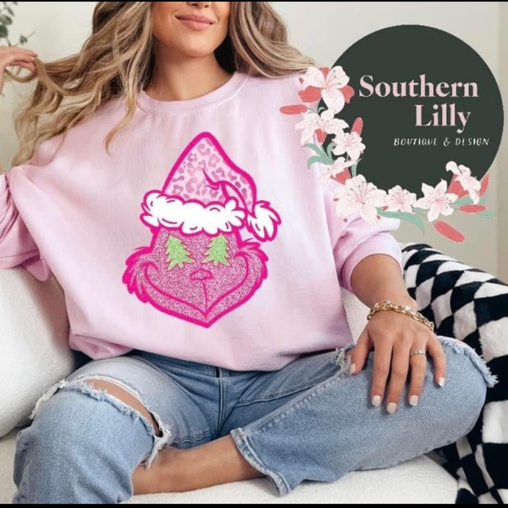 Leopard Print Grinch Face Sweatshirt